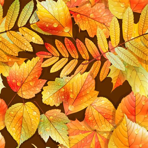 Golden Autumn Leaves Pattern Seamless Vectors 02 Free Download