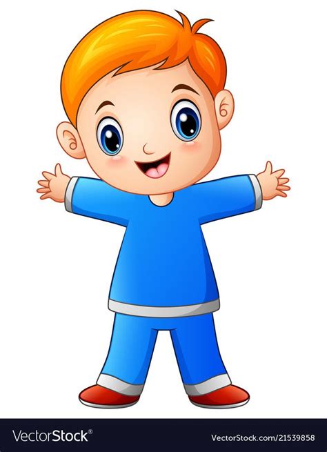 Illustration Of Cute Little Boy Cartoon In Blue Shirt Download A Free