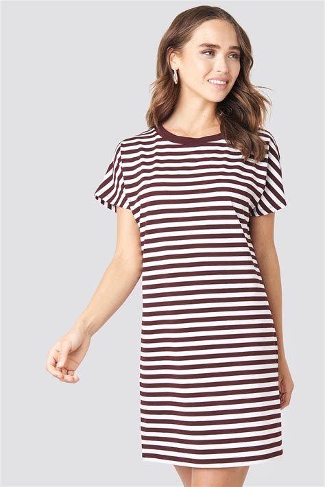 Striped Oversized T Shirt Dress Multicolor Na