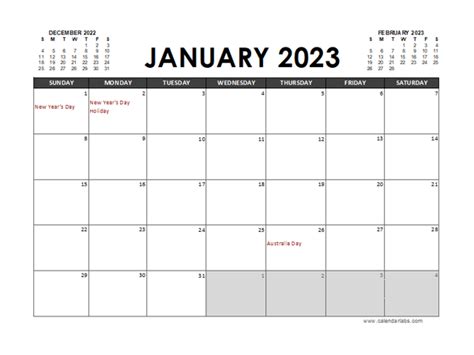 2023 Calendar Planner Australia Excel Free Printable Templates