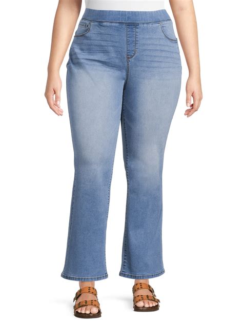 Terra And Sky Womens Plus Size Pull On Bootcut Jeans
