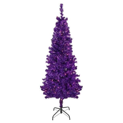 Northlight 4 Ft Purple Pre Lit Tinsel Artificial Christmas Tree With