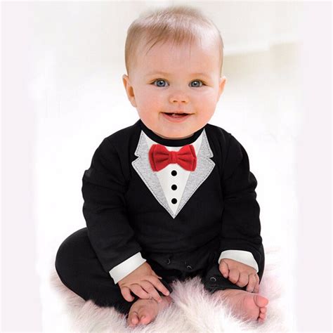 2016 Gentleman Baby Boy Clothes White Coat Rompers Clothing Pants Set