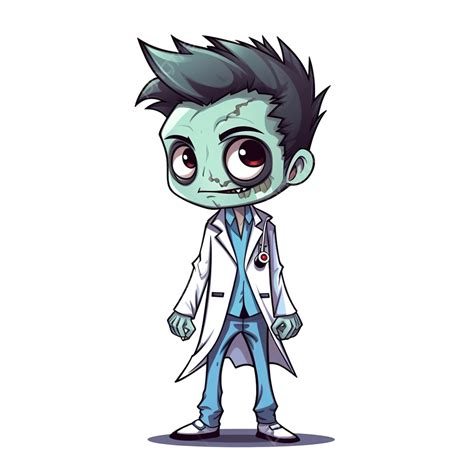 Cute Doctor Zombie Cartoon Illustration Halloween Concept Character Zombie Halloween Monster
