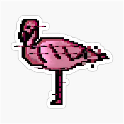 Glitched Pixel Art Flamingo Sticker For Sale By Spacepaprika Redbubble