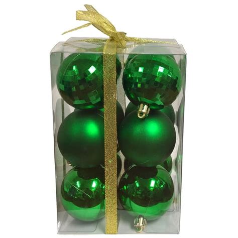 Green Shatterproof Luxury Balls Christmas Tree Ornaments 24 Inch Set
