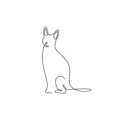 Cat In Continuous Line Art Drawing Style Minimalist Black Outline On