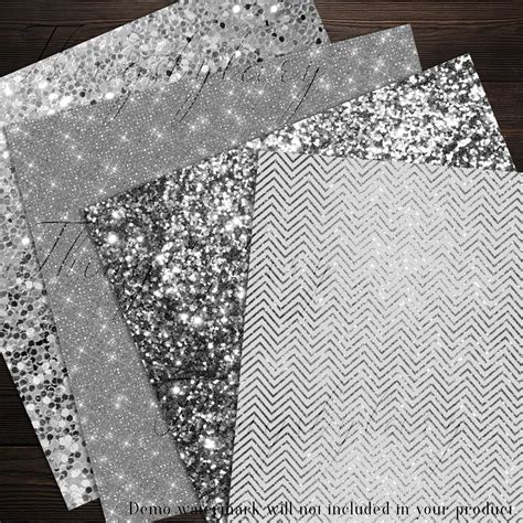 42 Silver Luxury Shimmer Glitter And Sequin Digital Papers By