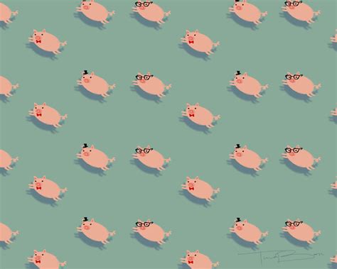 Flying Pigs Pattern Illustration Pig Wallpaper Pattern Wallpaper