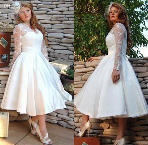 discount tea length wedding dress sexy v neck fat girl wedding dresses with sleeves a line tulle