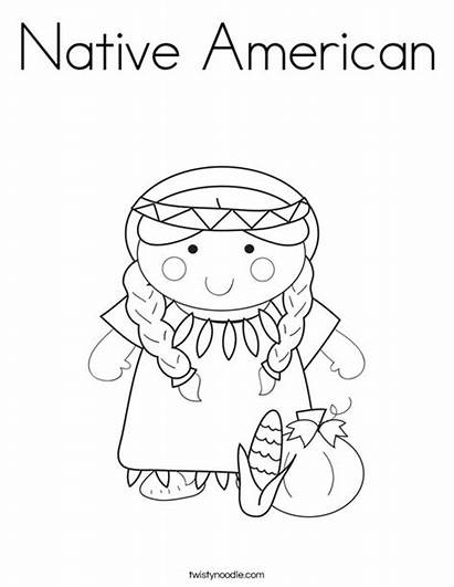 Native American Coloring Pages Thanksgiving November Americans