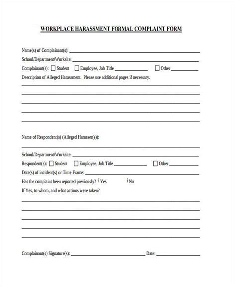 Free 10 Workplace Complaint Forms In Pdf Ms Word