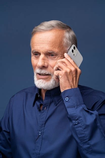Premium Photo Close Up Senior Man Talking On Phone