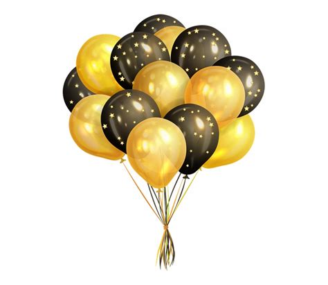 Balloons Confetti Celebration Birthday Fun Black And Gold Clip Art