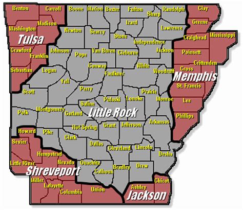 Nws Little Rock Ar County Warning Areas In Arkansas