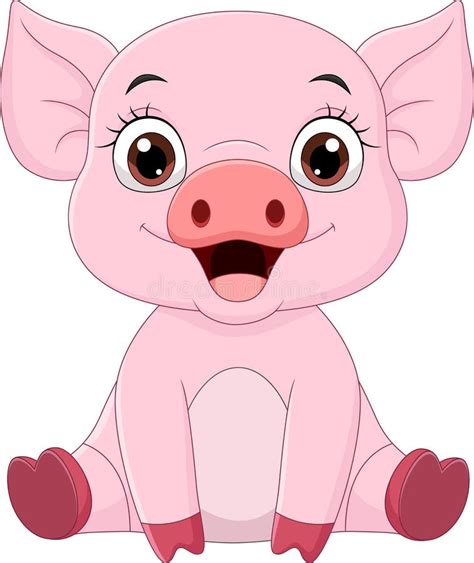 Cute Baby Pig Cartoon Sitting Stock Vector Illustration Of Babyish