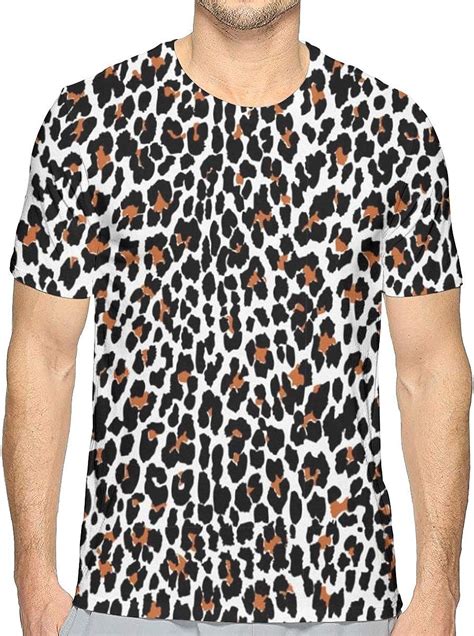 Mens Short Sleeve Solid Crew Neck T Shirt Leopard Print Quotes White