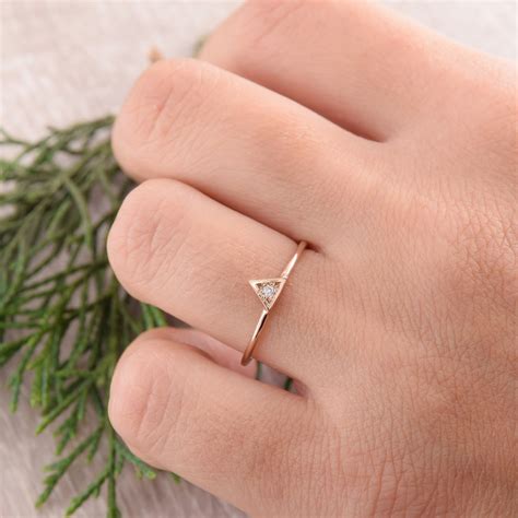 Womens Simple Promise Ring Small Gold Promise Ring Triangle Etsy