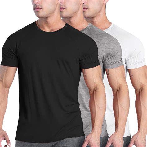 coofandy men s 3 pack workout t shirts short sleeve gym bodybuilding muscle shirts base layer