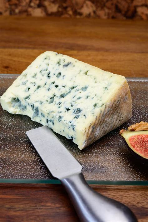Cheese Collection Piece Of French Blue Cheese Auvergne Or Fourme D