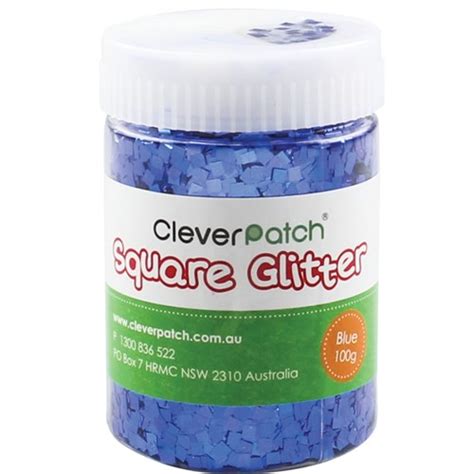 Cleverpatch Square Glitter Blue 100g Shaker Tub Glitter