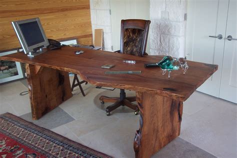 Live Edge Mesquite Desk Constructed From A Single Very