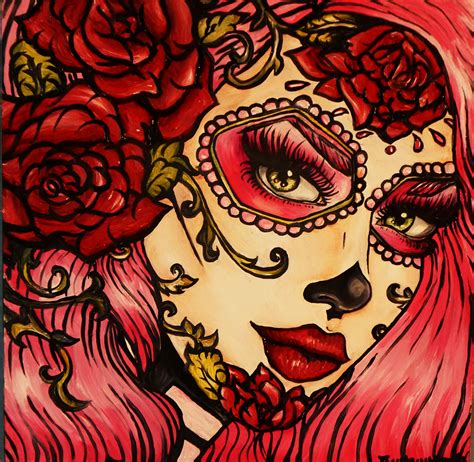 Pink Day Of The Dead Girl Painting Behance