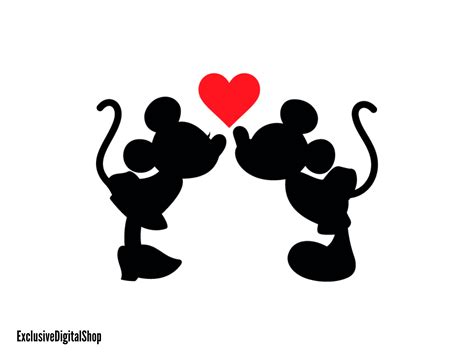 Mickey And Minnie Kiss Svg Mouse Svg Cut File Digital Etsy Ireland