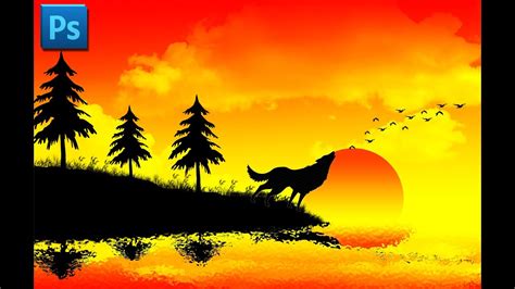 With this fun technique you can draw. how to draw landscape by photoshop - YouTube