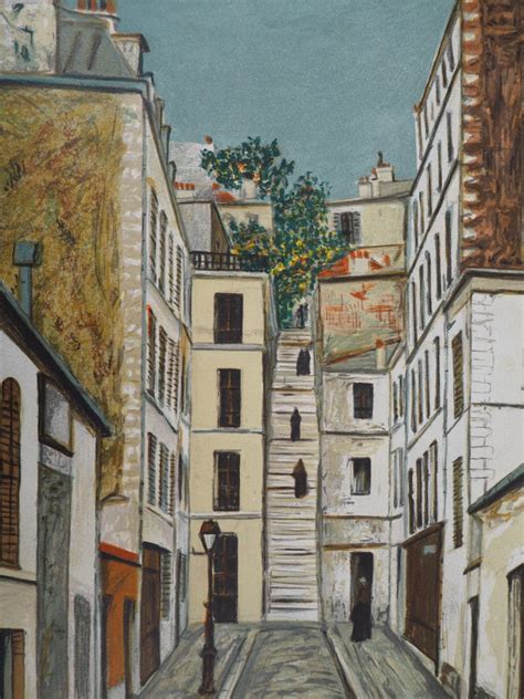 Maurice Utrillo Montmartre Cottin Alley In Paris Lithograph At