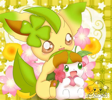 Leafeon And Shaymin By Jirachicute28 On Deviantart Baby Pokemon Cool