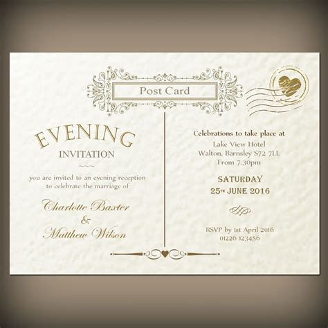 Personalised Wedding Evening Invitations And Envelopes Vintage Post
