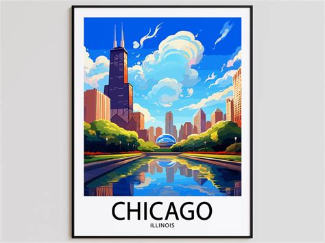 Chicago Travel Poster Chicago Print Illinois Art Print Chicago T
