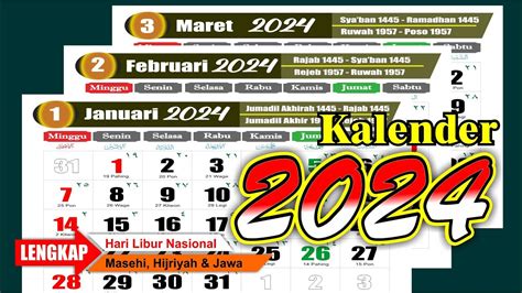Kalender 2024 Lengkap Dengan Tanggal Merah Hijriyah Jawa