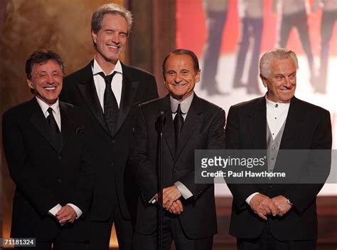 Actor Joe Pesci Stands Onstage With Frankie Valli And The Original