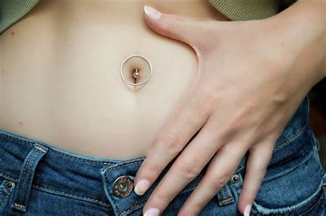 Top Down Circle Belly Button Ring Etsy