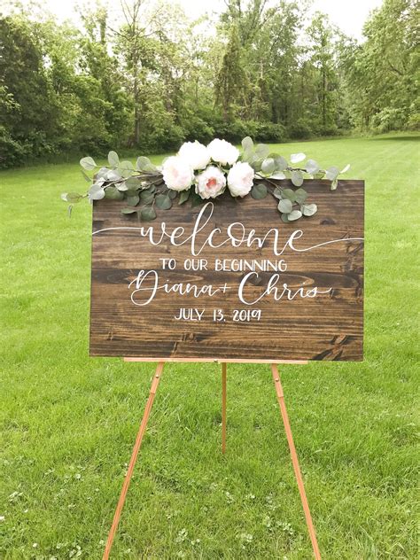 Wedding Welcome Sign Welcome To Our Beginning Wedding Sign Custom