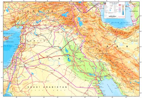 Ortadoğu Fiziki Haritası Turkau