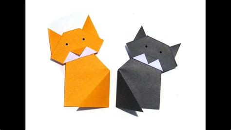 Use 1 origami paper, color side down. Halloween Easy Origami Cat - Easy Tutorial - How to make ...