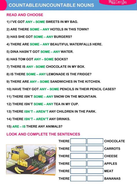 Countable And Uncontable Nouns Interactive And Downloadable Worksheet