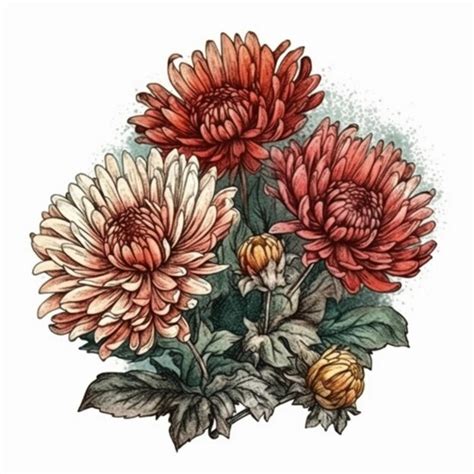 Premium Photo Watercolor Painting Of Chrysanthemums