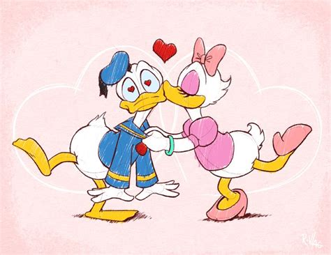 Two Cartoon Characters Touching Each Other On A Pink And Blue