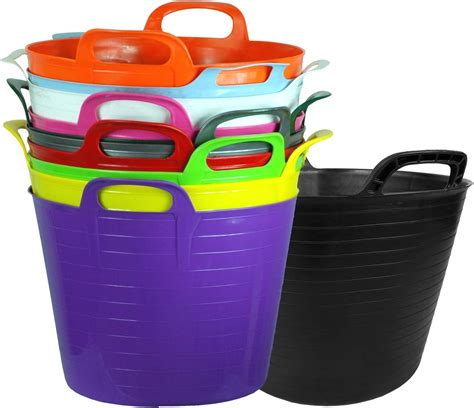 40l 40 Litre Large Robust Flexi Tubs Set Of 5 Mixed Assorted