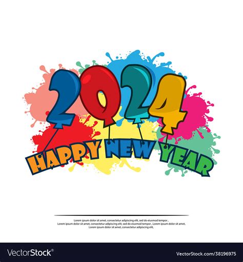 Happy 2024 New Year Card With Balloon Royalty Free Vector