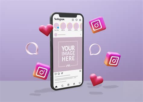 Instagram Post Mockup With Iphone Screen Mediamodifier