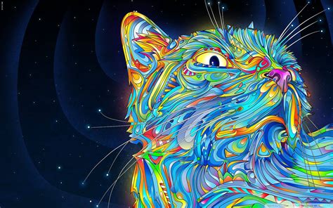 Download Cat Art Psychedelic Cat Wallpaper