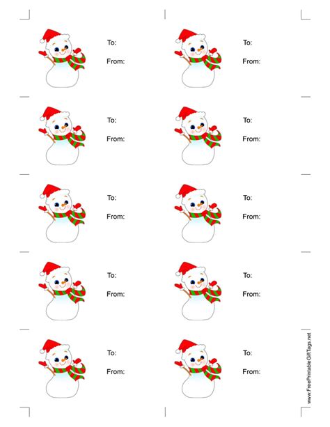 Snowman Gift Tag Template Download Printable Pdf Templateroller
