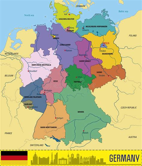 Germany Vector Map With Regions Stock Vector Illustration Of Germany