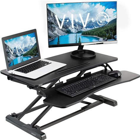 Vivo Black Height Adjustable 32 Inch Standing Desk Converter Sit