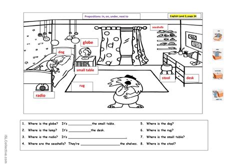 Prepositions In On Under Next To Deutsch Daf Arbeitsblätter Pdf And Doc